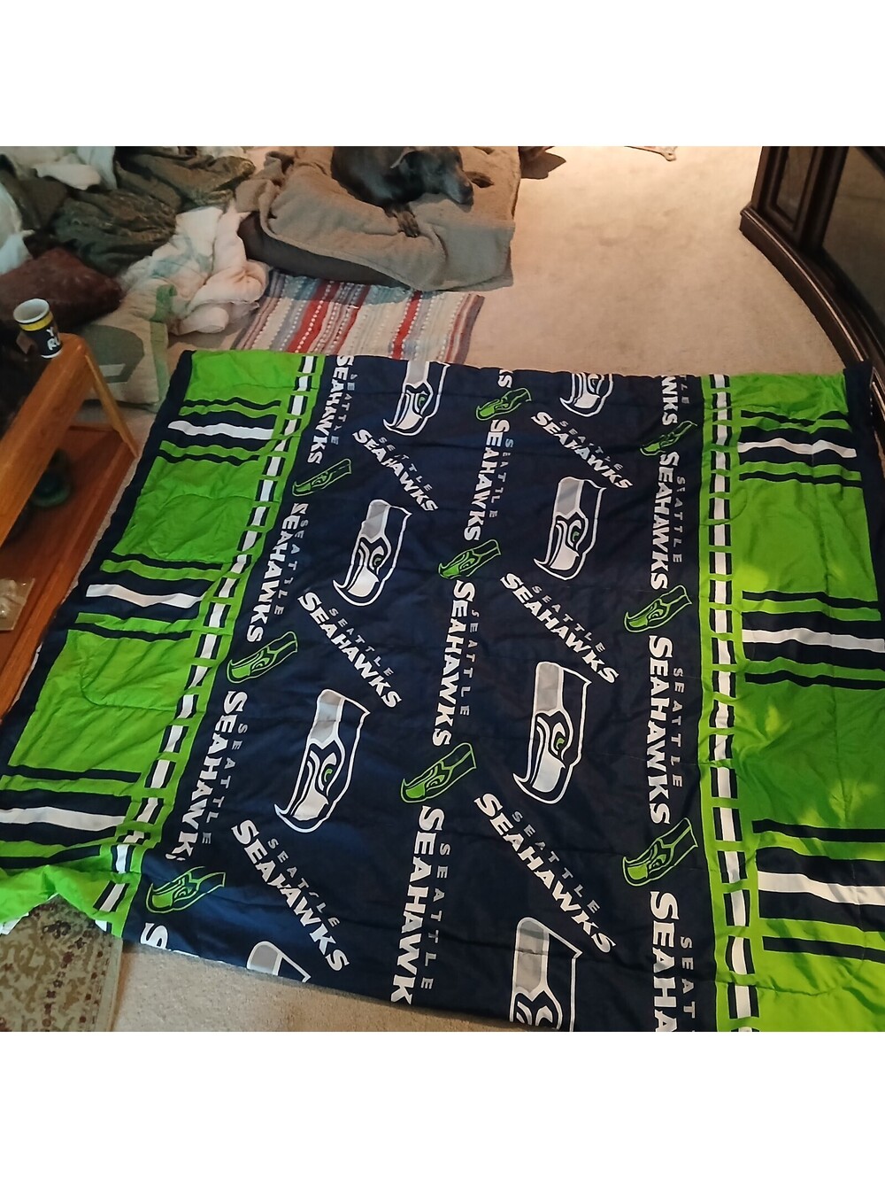 NFL Seattle Seahawks Reversible Comforter Green Navy White Bedding Twin
